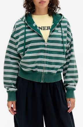 BDG Easy Zip Through Stripe Hoodie in Green at Nordstrom Rack, Size X-Small