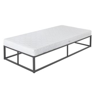ML Design Cama de estructura metalica antracita 90x200cm con colch&oacute;n