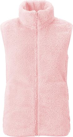 Feoya Womens Fuzzy Sherpa Fleece Vest Stand Collar Casual Fall Winter Warm Lightweight Waistcoat Soft Cardigan EU S= Tag L