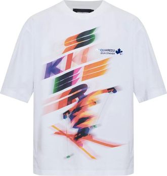 Dsquared2 T-shirt in Cotone Stampato - - Tops - Uomo - Bianco - M