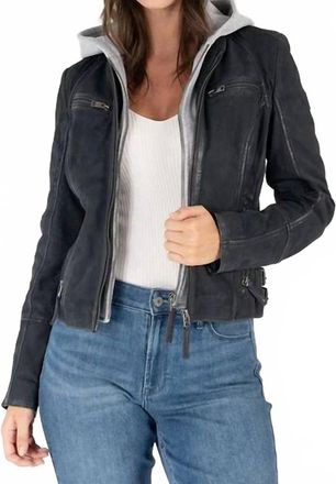 Mauritius Lisa Hooded Lambskin Jacket In Indigo