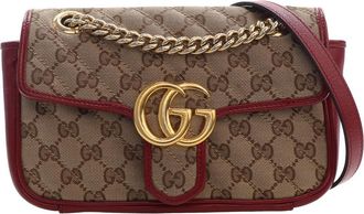 Gucci Pre-owned Gucci Small GG Marmont Matelasse Diagonal GG Canvas and Leather Shoulder Bag Ladies 8YZGU67021H2KRPE