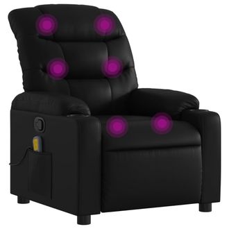 vidaXL Sill&oacute;n Reclinable De Masaje En Piel Sint&eacute;tica Negra Vidaxl