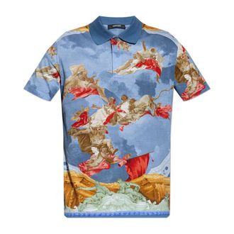 Versace Polo Shirts, male, Multicolor, Size: XL Printed Cotton Piqu&eacute; Polo