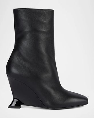 Balmain 95MM Leather Wedge Ankle Boots