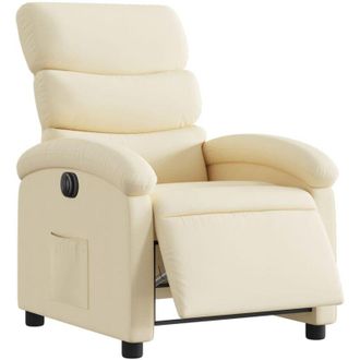 vidaXL Sill&oacute;n Reclinable El&eacute;ctrico De Tela Crema Vidaxl