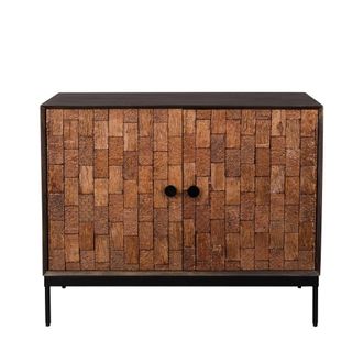 Dutchbone Aparador de madera natural con puertas talladas