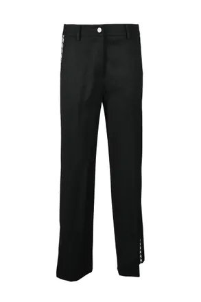 Access Fashion Black Trousers With Houndstooth Side Panels And Cropped Length