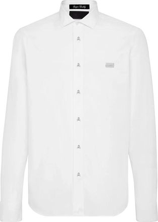 Philipp Plein Sugar Daddy Cut Shirt - Heren - Zakelijke Overhemden - Wit - 2XL - Katoen - Overhemden