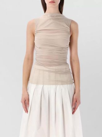 SOEUR draped sleeveless boat neck blouse