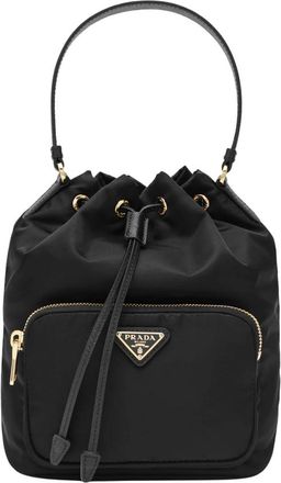 Prada Duet Re-Nylon Bucket Bag - female - Prada - Bucket Bags - Black - ONE SIZE - Bags
