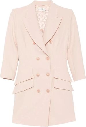 Elisabetta Franchi Robe-Coat Jurk - Dames - Korte kleedjes - Roze - L - Leer - Kleedjes