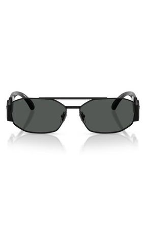 Versace 58mm Irregular Sunglasses in Matte Black /Dark Grey at Nordstrom