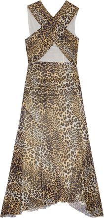 Ganni Womens Leopard Print Midi Dress - Brown Textile - Size EU 36 (Womens)
