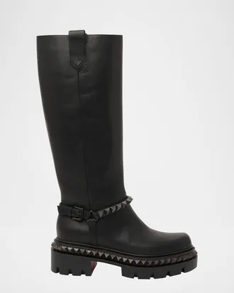 Christian Louboutin Marinetta Pyraclou Leather Knee-High Boots