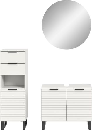 WELLTIME Badmöbel-Set »Litica, Breite 120 cm, hochwertige Rillenfräsung, Metallkufen« 3 Stk. tlg