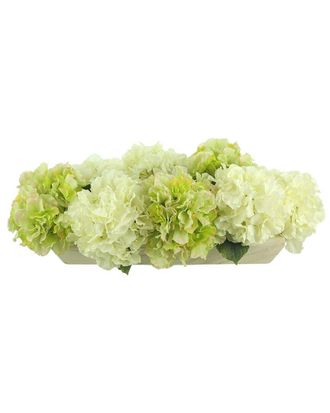 Creative Displays Inc. Green & White Hydrangeas Arranged In White Wooden Planter