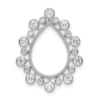 Diamond2Deal 14K White Gold Lab Grown Diamond Fancy Teardrop Chain Slide Pendant (0.64ct, VS, G-H)