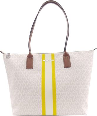 Michael Kors Brown White Yellow Pvc Tote Bag (Pre-Owned)