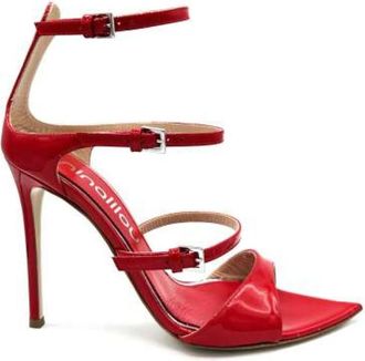 Ninalilou Rode Lakleren Stiletto Sandaal - Dames - Sandalen met hakken - Rood - 38 EU - Leer - Schoenen