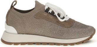 Brunello Cucinelli Beige Cotton Chunky Womens Sneakers