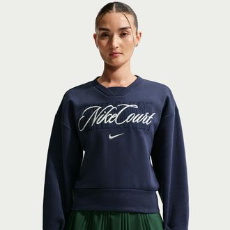 Nike Womens Court Collection Crew-Neck Tennis Top in Blue | IB0757-410