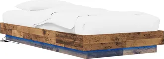 vidaXL Estructura De Cama Con Led Madera Envejecida 80 X 200 Cm Vidaxl