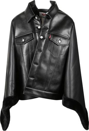 Junya Watanabe Imitatielederen Jas - Dames - Leren en Su&egrave;de Jassen - Zwart - M - Leer - Jassen