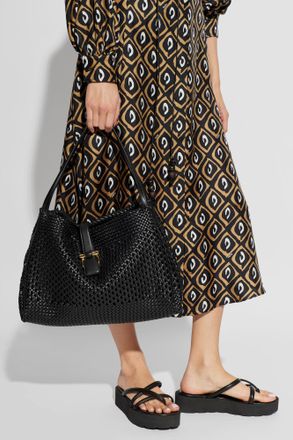 Ferragamo Leather Shopper Bag, Womens, Black