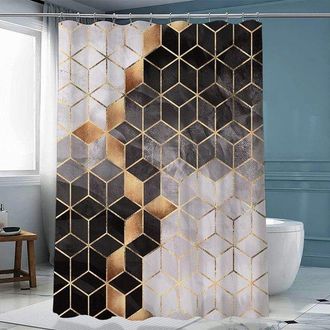 OEM Cortina De Ducha Impermeable Con Estampado Abstracto De M&aacute;rmol, Aspecto Lujoso, Extra Gruesa, F&aacute;cil De Instalar 180180cm, Gris Claro