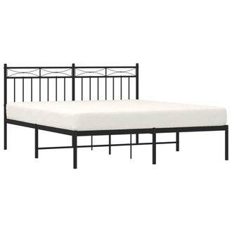 vidaXL Estructura Cama Sin Colch&oacute;n Con Cabecero Metal Negro 160x200 Cm Vidaxl