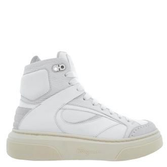 Ferragamo Cassio Leather High-Top Sneakers, Size 7