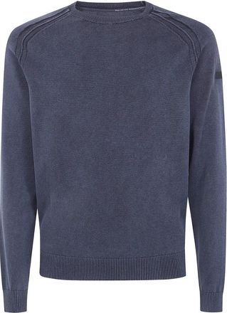 Roberto Ricci Design Techno Wash Round 14 Knit - Heren - Ronde hals truien - Blauw - 2XL - Katoen - Truien & Vesten