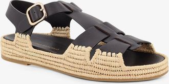 Paloma Barcel&oacute; Womens Sandals Yuka Black Leather-Raffia Leather/raffia