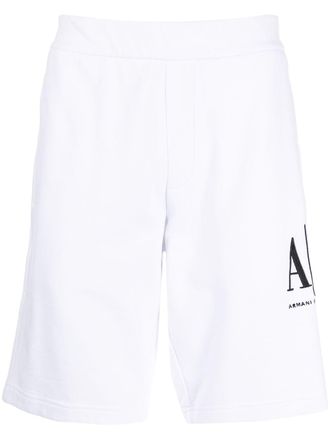 A|X Armani Exchange logo print track shorts - White