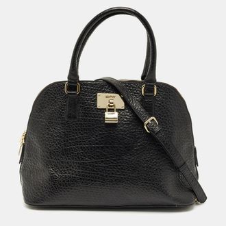 DKNY Dkny Black Pebbled Leather Padlock Dome Satchel