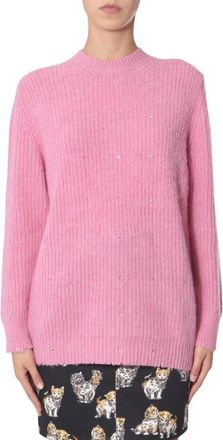 Msgm Soft Pink Oversized Crew Neck Sweater