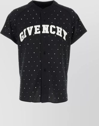 Givenchy oversize crew-neck shirt with mesh and rhinestones
