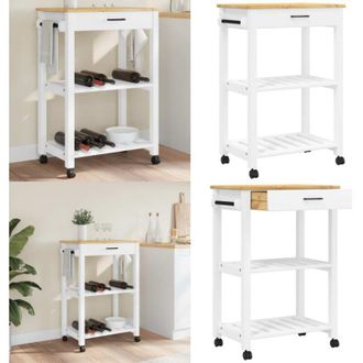 vidaXL Carrello da Cucina MONZA 60x40x88,5 cm in Legno Massello di Pino - Carrello da cucina in legno - Carrello da cucina in pino