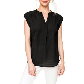Gibsonlook Cap Sleeve Blouse in Black at Nordstrom Rack, Size Xx-Small