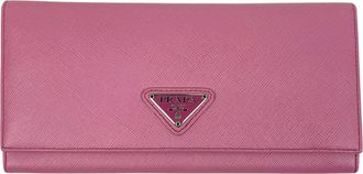 Prada Pink Leather Long Wallet (Bi-Fold) (Pre-Owned)