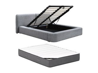 Vente-Unique Canap&eacute; abatible 160 x 200 cm - Tela - Gris + Colch&oacute;n - JUDALO de Maison C&eacute;phy