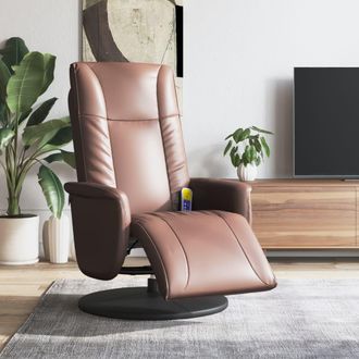 vidaXL Vidaxl - Sill&oacute;n Reclinable Masaje Con Reposapi&eacute;s Cuero Sint&eacute;tico Marr&oacute;n