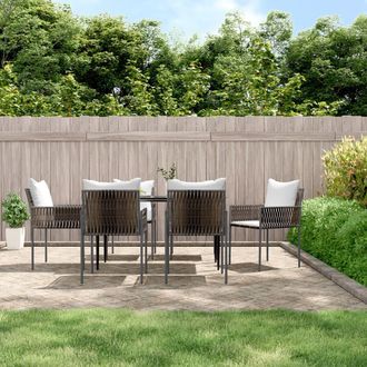 vidaXL Juego Comedor Jard&iacute;n 7 Piezas Y Cojines Rat&aacute;n Sint&eacute;tico Y Acero Vidaxl