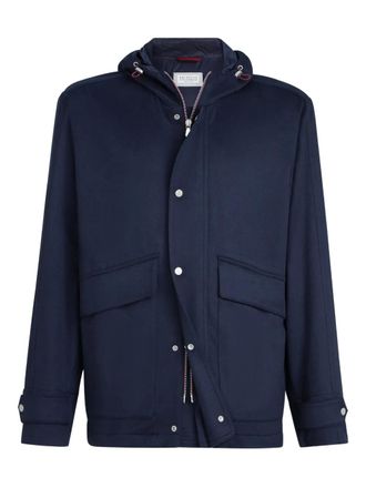 Brunello Cucinelli cashmere hooded jacket - Blue