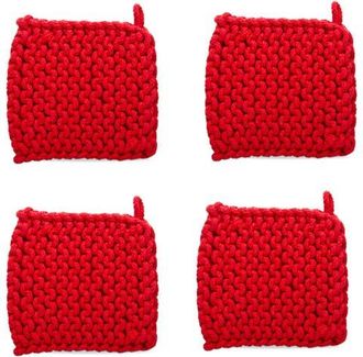 Tag Red Crocheted Cotton Trivet Potholder Set of Four Heat Resistant at Nordstrom