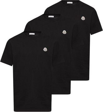 Moncler 3 PACK ARCHIVE LOGO T SHIRT Size: XXL, colour: BLACK