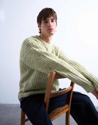 Topman Maglione verde puntinato vestibilit&agrave; comoda