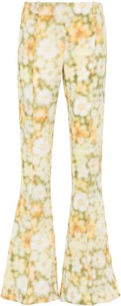 Acne Studios abstract-print flared trousers - women - Polyester - 38 - Green