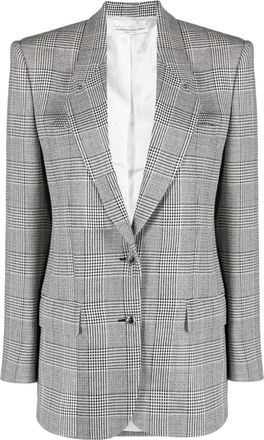 Alessandra Rich Prince of Wales check single-breasted blazer - women - Virgin Wool/Viscose - 40 - Black